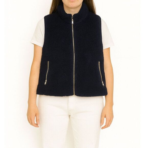 J. Crew Jackets & Blazers - . Crew Vest Womens Small Black Sherpa Fleece Mock Neck Gilet H1197 Casual